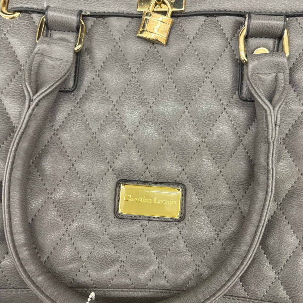 Christian Lacroix Quilted Satchel in Gray and Gold